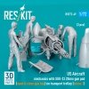 RESKIT RSF72-0049 US Aircraft mechanics with SUU-23 20mm gun pod  (open & close gun bay) on transport trolley (scene 1) (3 pcs) (3D Printed) (1/72)